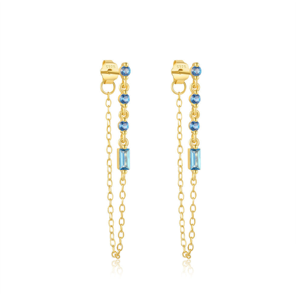 S925 Sterling Silver Tassel Eight Awn Star Hanging Earrings Dream Story