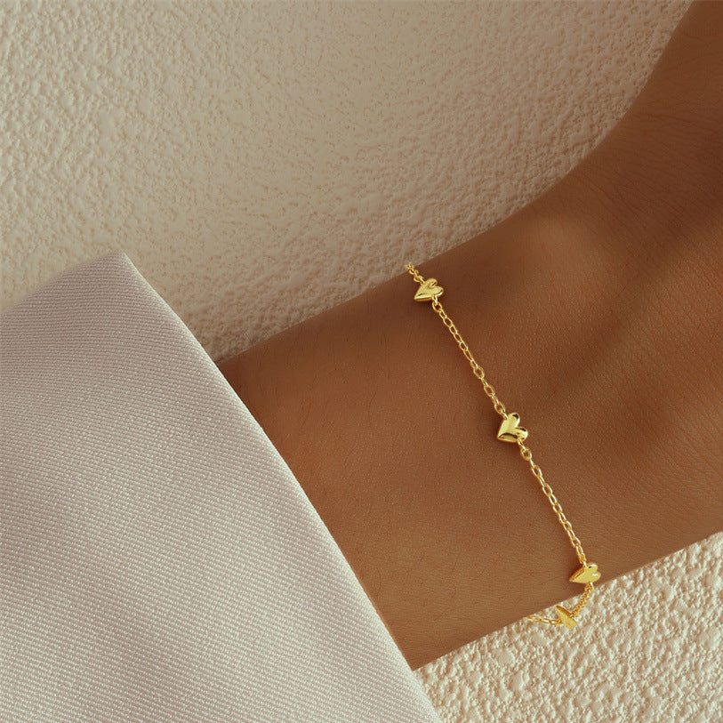 S925 Sterling Silver Minimalist INS Love Twin All-match Bracelet Dream Story