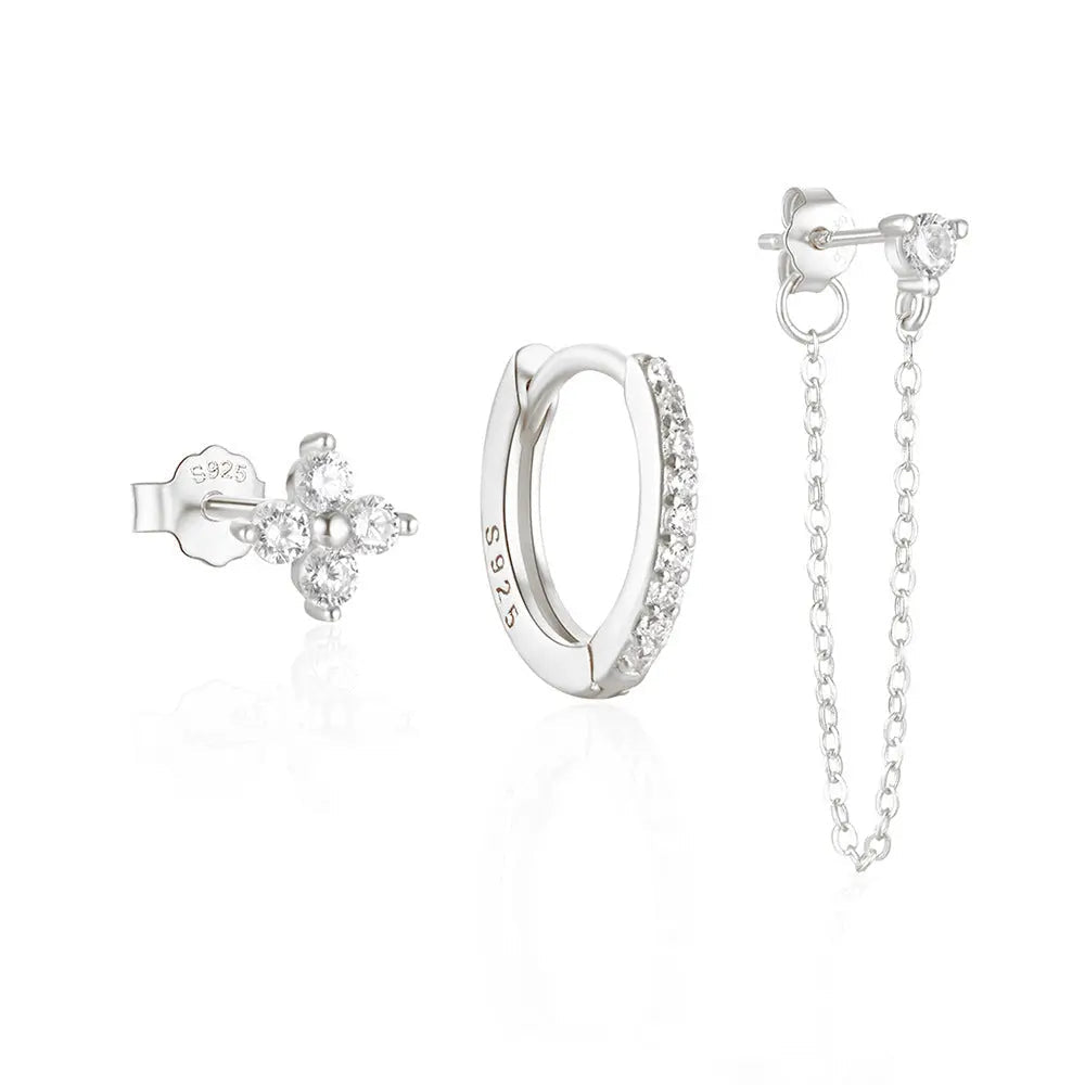 Lot de 3 boucles d'oreilles chaine étoilée Dream Story