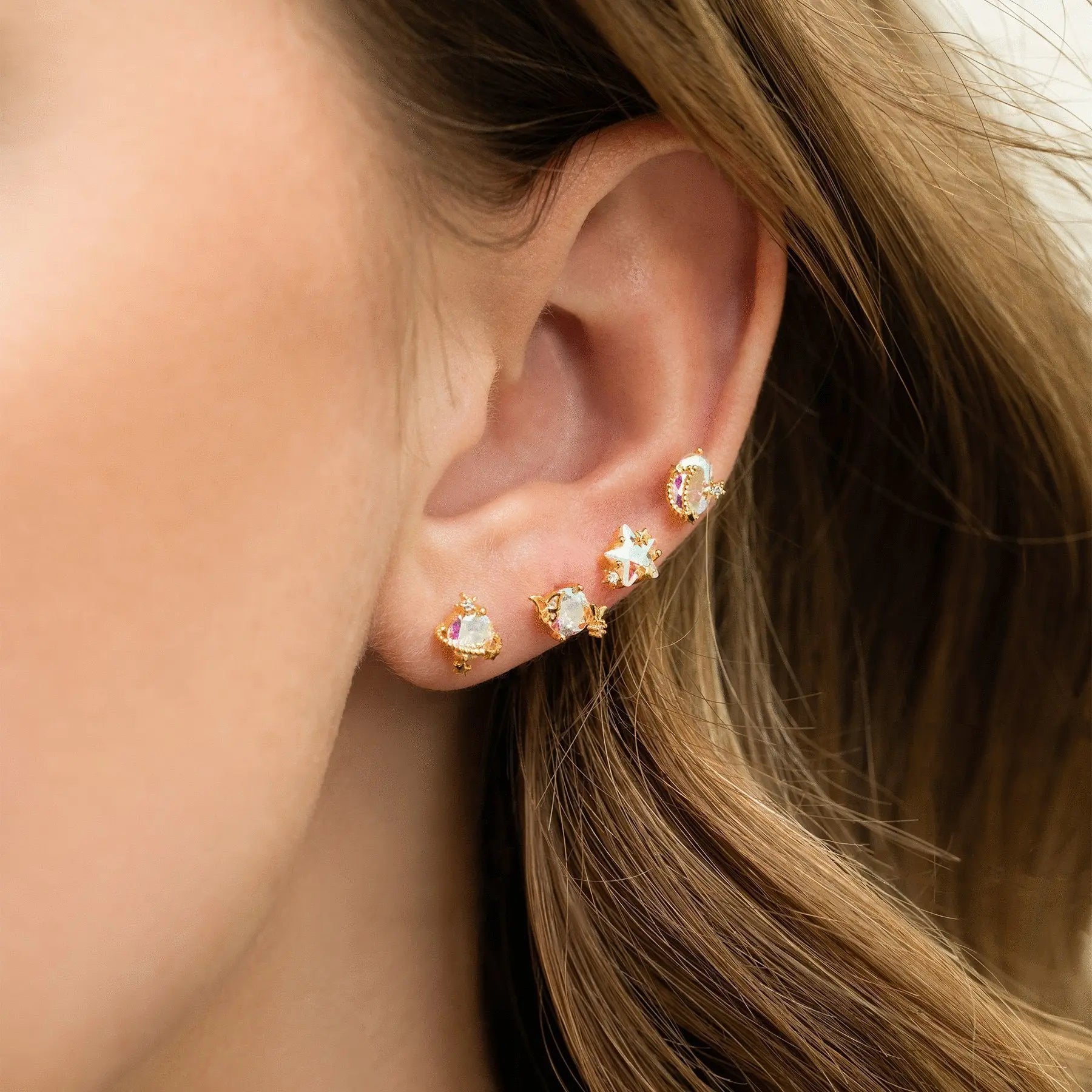 Lot de 4 boucles d'oreilles chemin des étoiles Dream Story
