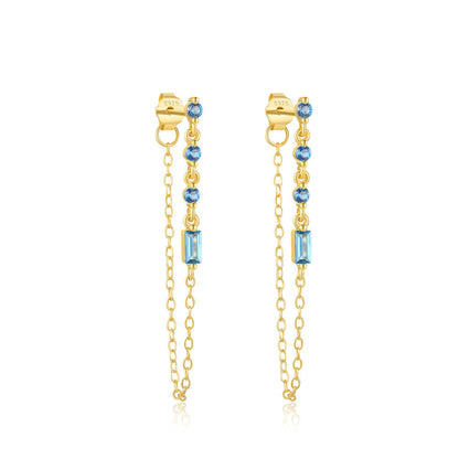 S925 Sterling Silver Tassel Eight Awn Star Hanging Earrings Dream Story