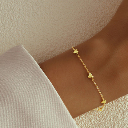 S925 Sterling Silver Minimalist INS Love Twin All-match Bracelet Dream Story