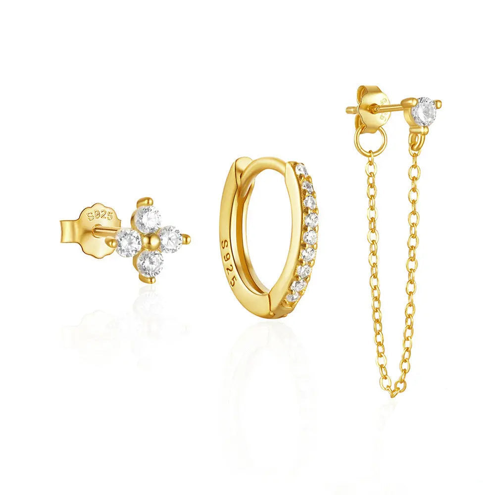 Lot de 3 boucles d'oreilles chaine étoilée Dream Story