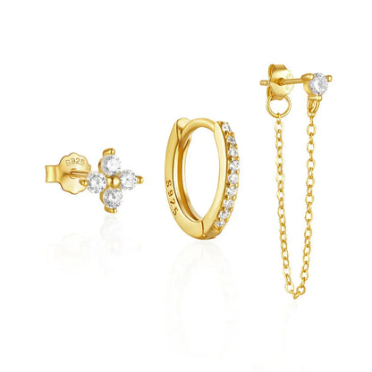 Lot de 3 boucles d'oreilles chaine étoilée Dream Story