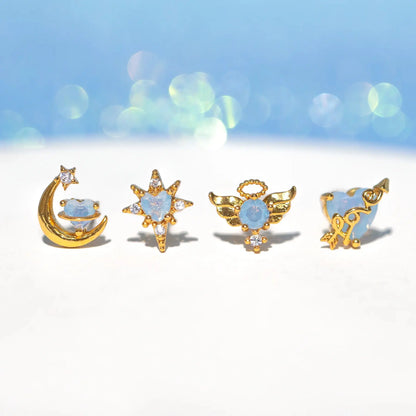 Lot de 4 boucles d'oreilles cœurs en orbite Dream Story