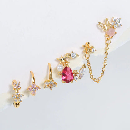 Lot de 6 boucles d'oreilles éclat floral Dream Story
