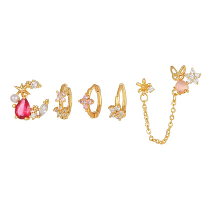 Lot de 6 boucles d'oreilles éclat floral Dream Story