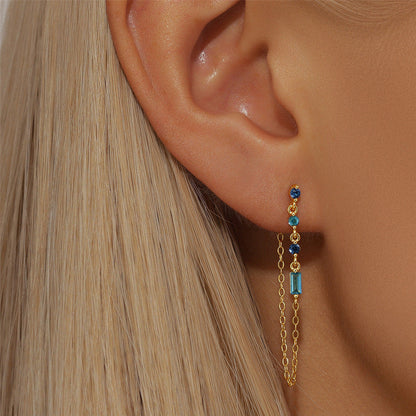 S925 Sterling Silver Tassel Eight Awn Star Hanging Earrings Dream Story